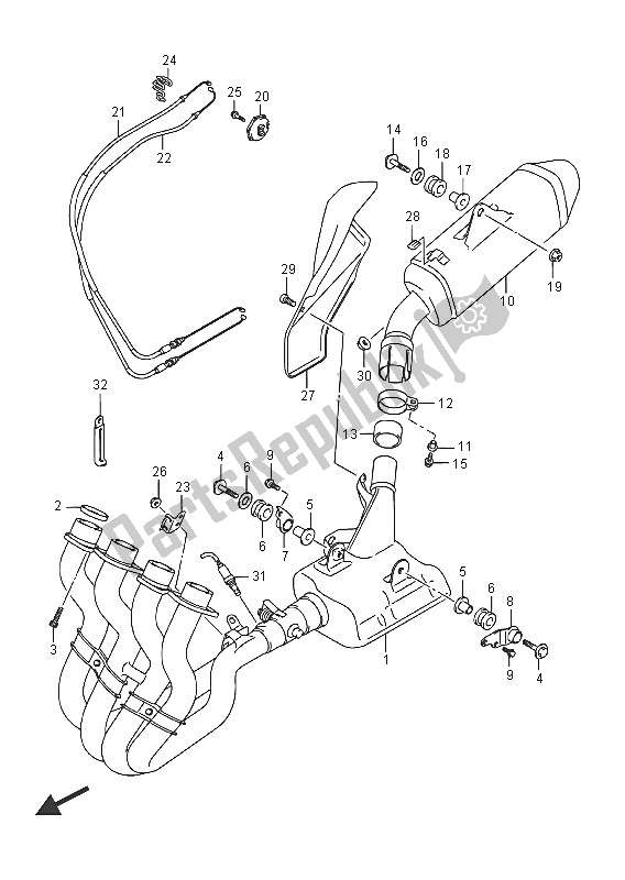 All parts for the Muffler of the Suzuki GSX R 600 2016