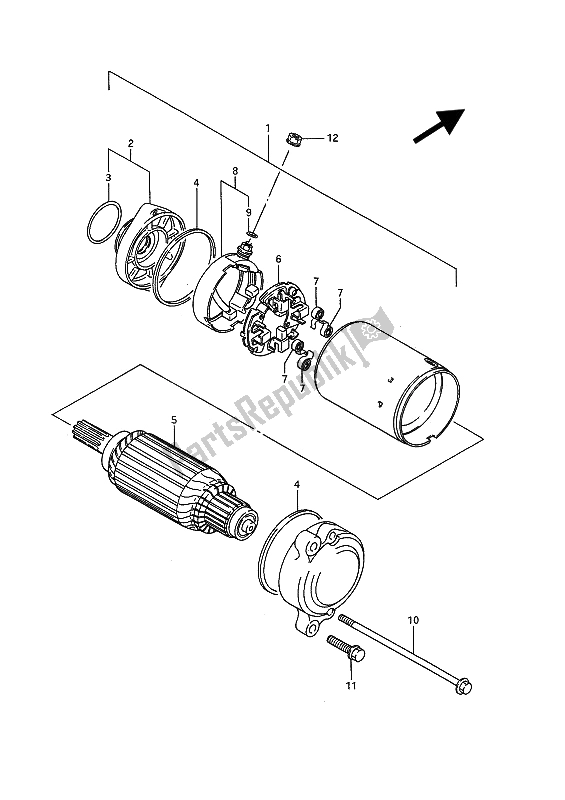 All parts for the Starting Motor of the Suzuki VS 1400 Glpf Intruder 1994