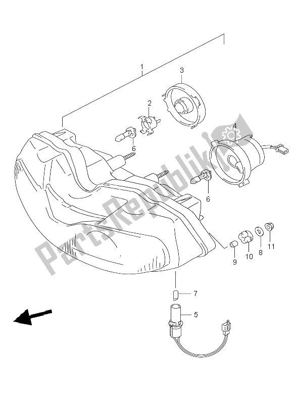 All parts for the Head Lamp (e4-e18-e22-e25-e34) of the Suzuki TL 1000R 2000