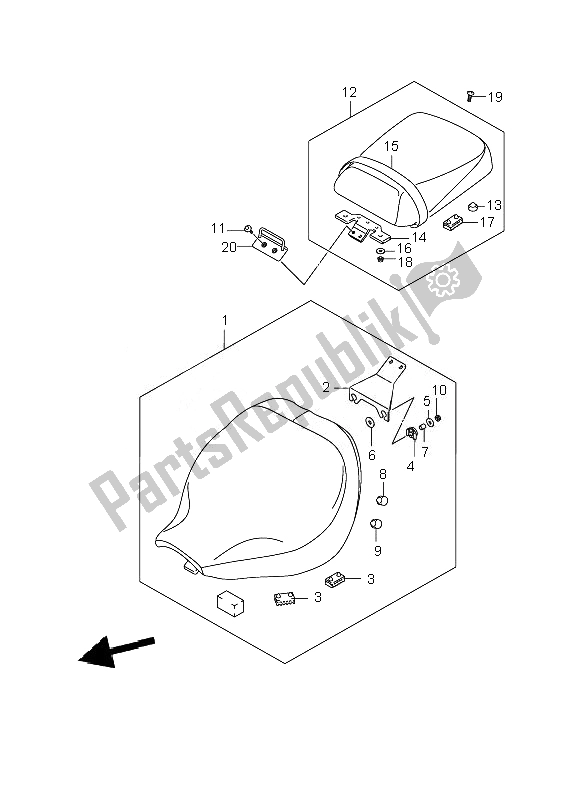 Tutte le parti per il Posto A Sedere del Suzuki C 800 VL Intruder 2010