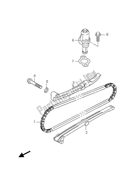 All parts for the Cam Chain of the Suzuki LT Z 90 4T Quadsport 2007