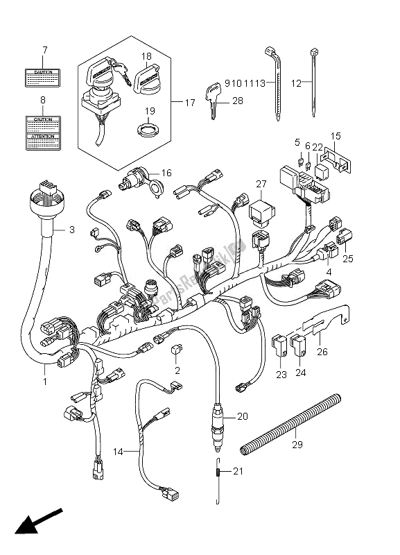 All parts for the Wiring Harness of the Suzuki LT A 450 XZ Kingquad 4X4 2010