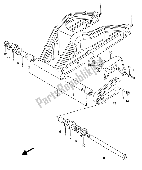 Tutte le parti per il Braccio Oscillante Posteriore del Suzuki RGV 250 1993