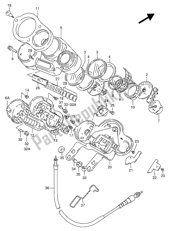 All parts for the Speedometer of the Suzuki RG 125 FU 1994