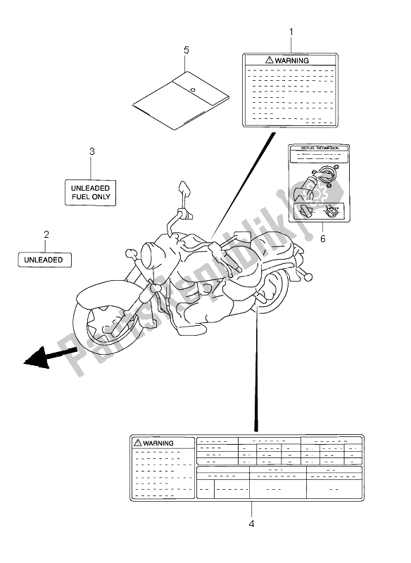 Alle onderdelen voor de Etiket van de Suzuki VL 1500 Intruder LC 1999