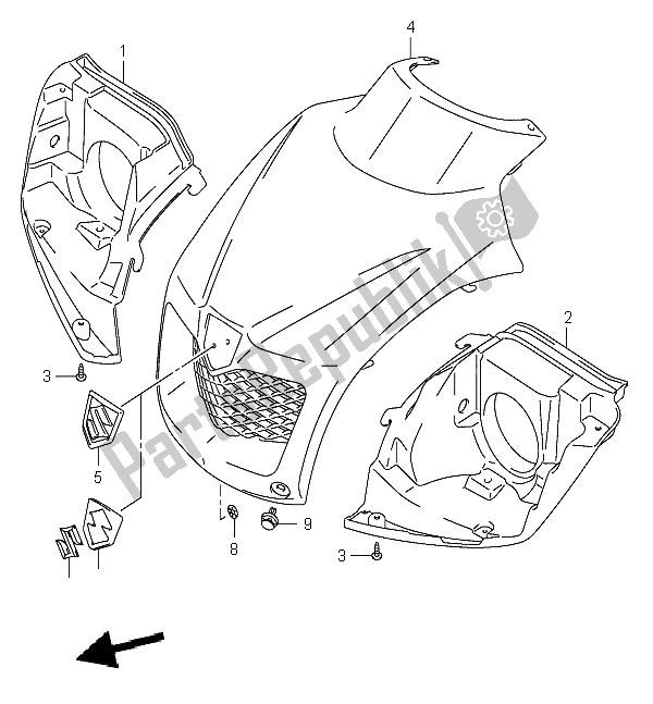 All parts for the Headlamp Housing of the Suzuki LT F 250 Ozark 2002