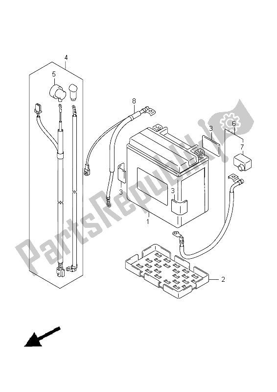 All parts for the Battery of the Suzuki VZ 1500 Intruder 2009