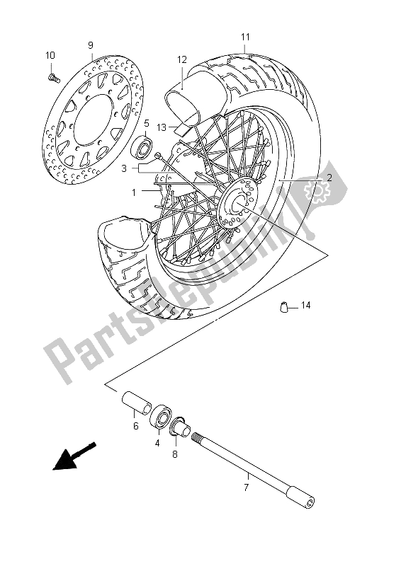 All parts for the Front Wheel (vl800t E24) of the Suzuki C 800 VL Intruder 2012