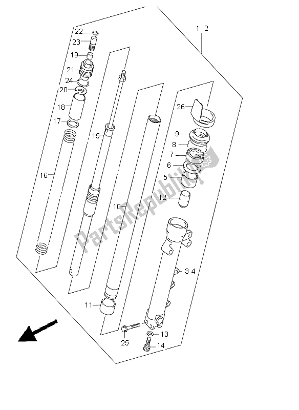 All parts for the Front Damper (gsf12000-z) of the Suzuki GSF 1200 NSZ Bandit 2004