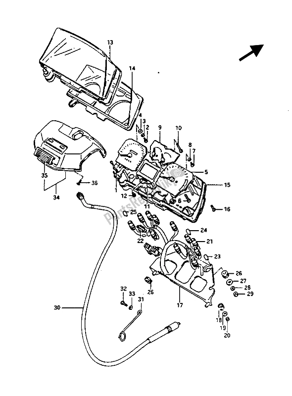 Alle onderdelen voor de Snelheidsmeter En Toerenteller van de Suzuki GV 1400 Gdgcgt 1986