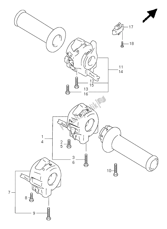 All parts for the Handle Switch of the Suzuki GSF 600 NS Bandit 1998