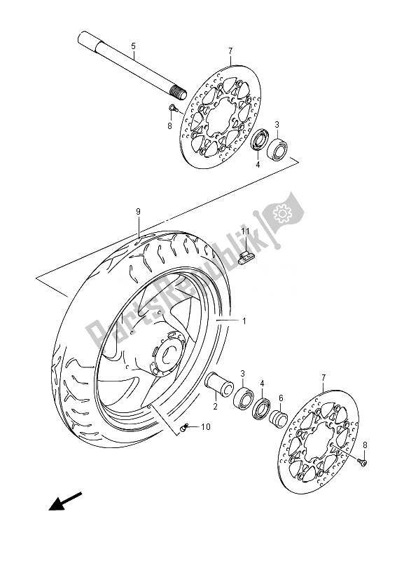 All parts for the Front Wheel (vzr1800 E19) of the Suzuki VZR 1800 M Intruder 2014