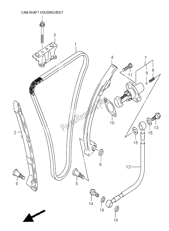 Alle onderdelen voor de Cam Ketting van de Suzuki GSX R 600Z 2003