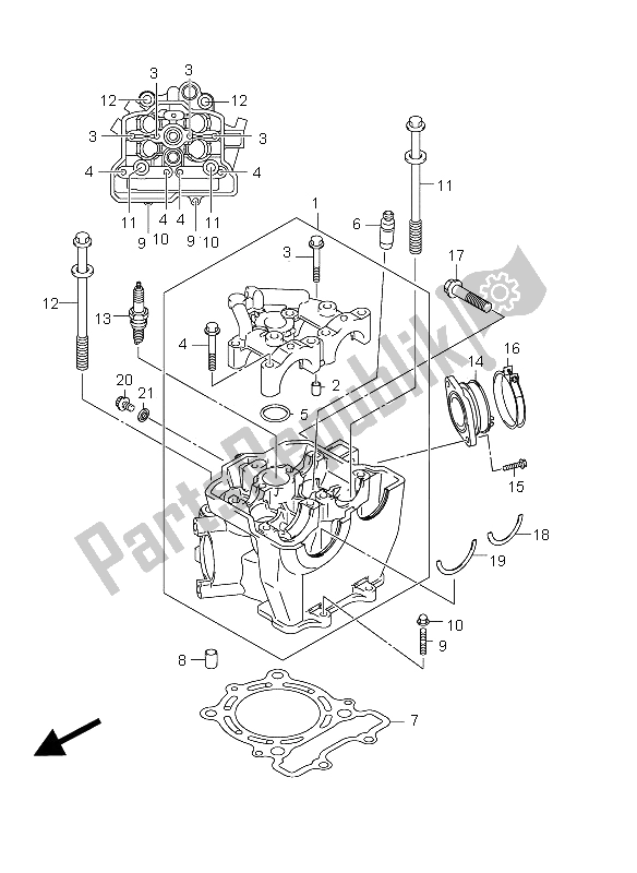 All parts for the Cylinder Head of the Suzuki RM Z 250 2012