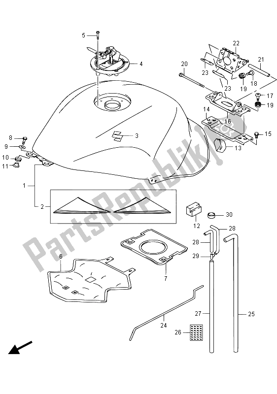 Toutes les pièces pour le Réservoir De Carburant (gsx1300ra E02) du Suzuki GSX 1300 RA Hayabusa 2015