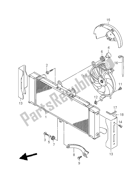 Toutes les pièces pour le Radiateur du Suzuki GSF 650 Nsnasa Bandit 2008