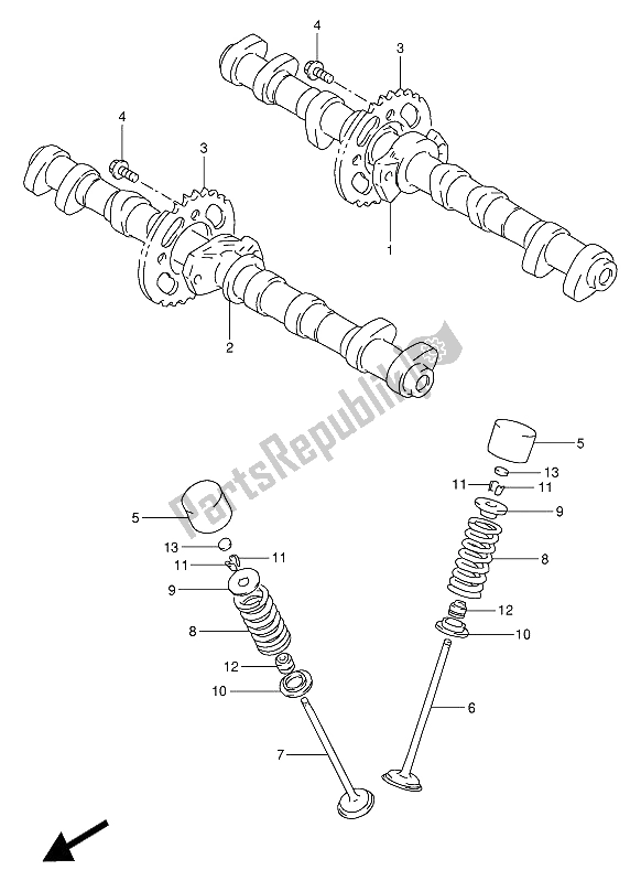 Todas las partes para árbol De Levas Y Válvula de Suzuki GSX R 1100W 1994