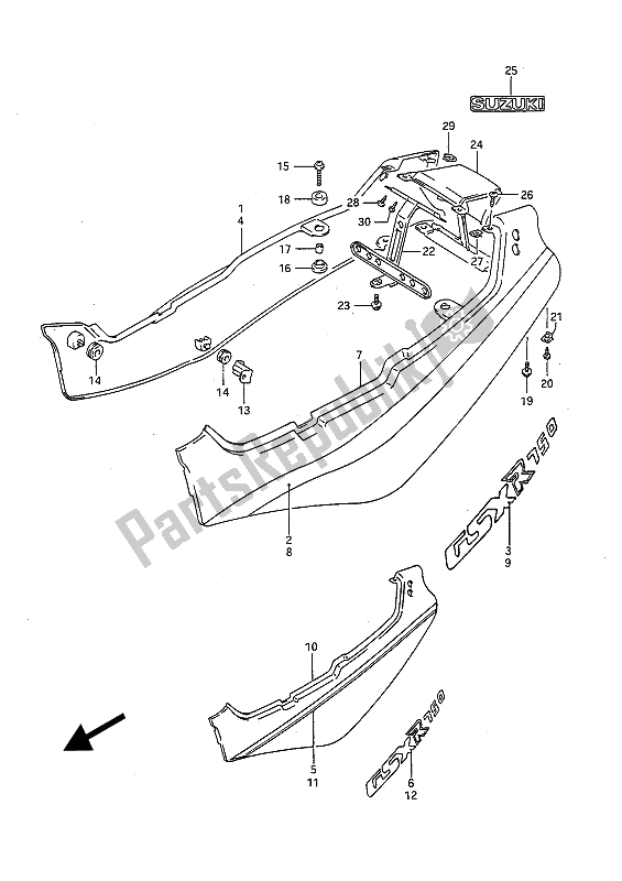 All parts for the Frame Cover of the Suzuki GSX R 750 1991