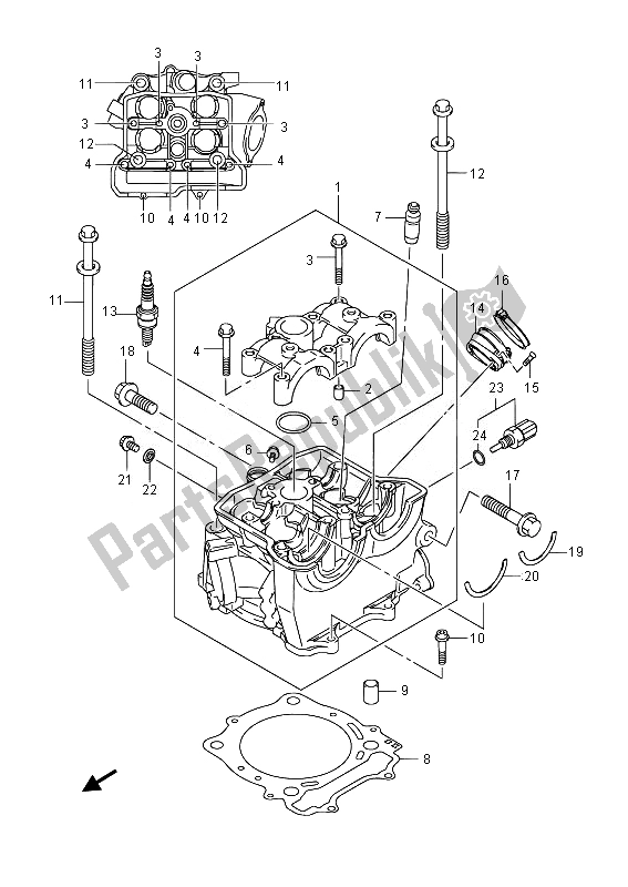 Alle onderdelen voor de Cilinderkop van de Suzuki RMX 450Z 2014