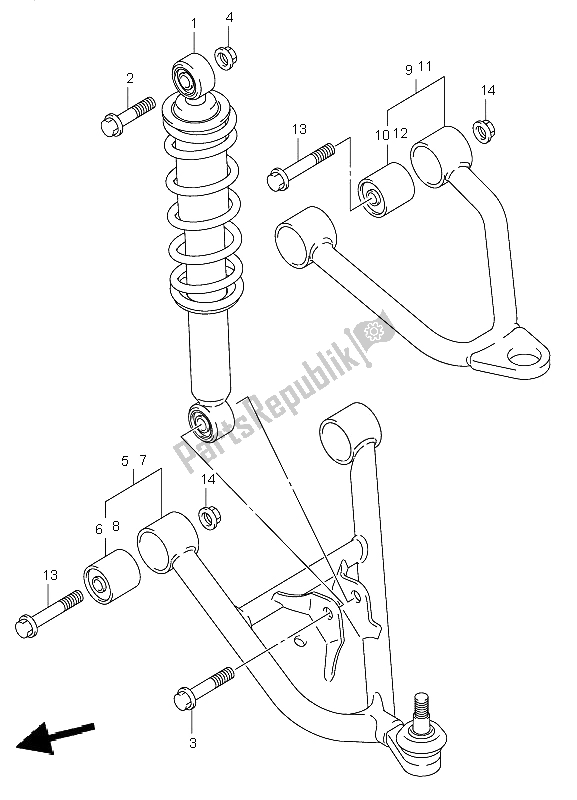 All parts for the Suspension Arm of the Suzuki LT F 250 Ozark 2005