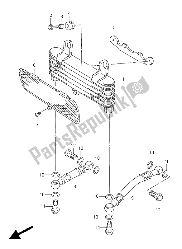 All parts for the Oil Cooler of the Suzuki TL 1000S 2000