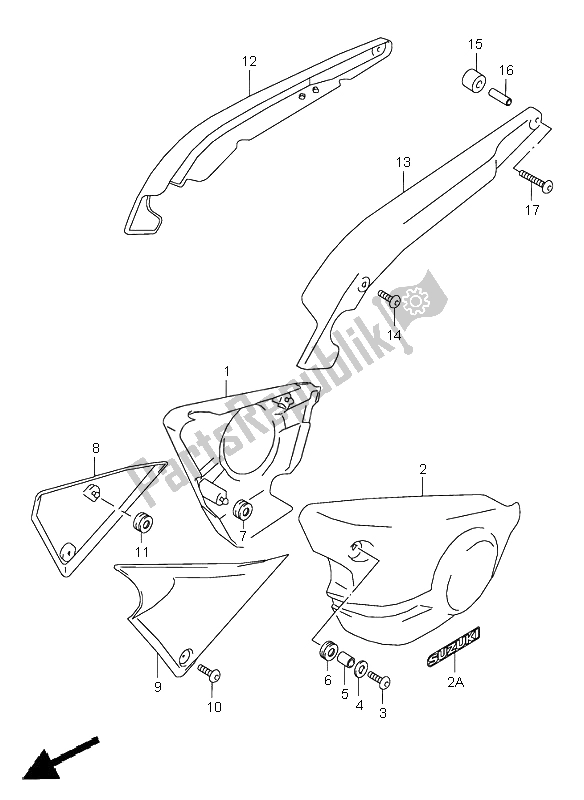 All parts for the Frame Cover of the Suzuki VZ 800 Marauder 2002