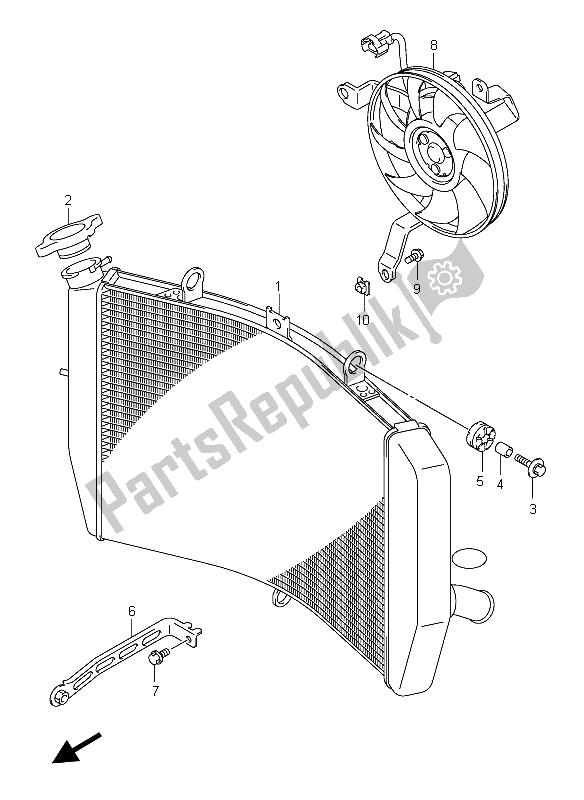 Alle onderdelen voor de Radiator van de Suzuki GSX R 600 2004