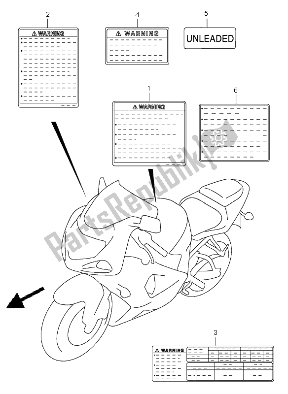 Tutte le parti per il Etichetta del Suzuki GSX R 750 2003