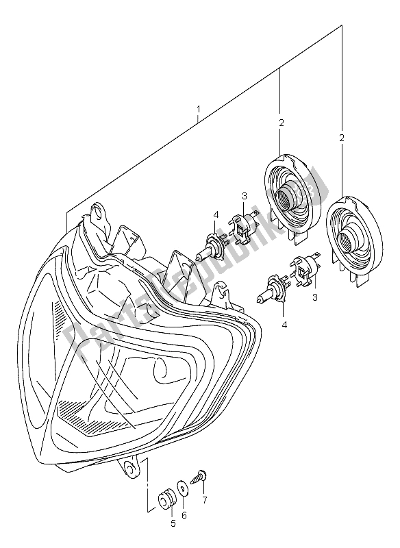 All parts for the Headlamp (e24) of the Suzuki GSX R 600 2001