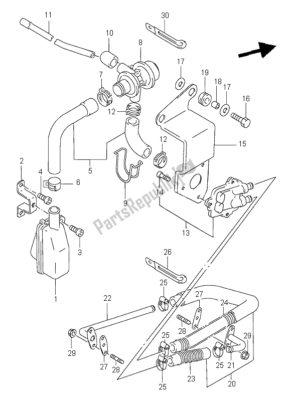 Todas as partes de Segundo Ar (e18, E39 F. No. Vs52a-100508) do Suzuki VS 800 Intruder 1997