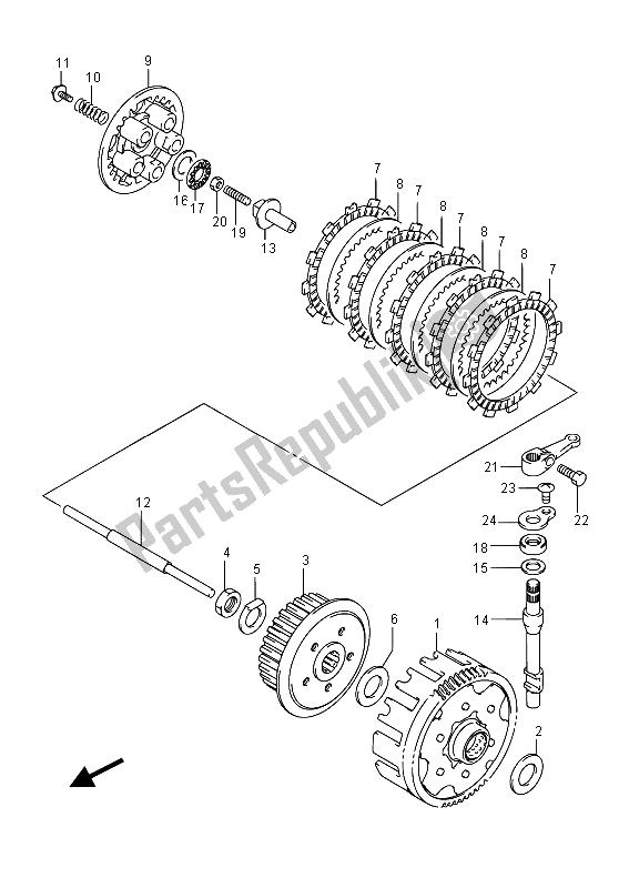Alle onderdelen voor de Koppeling van de Suzuki RV 125 2015