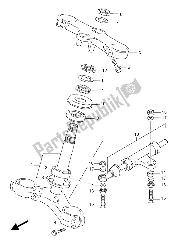 Alle onderdelen voor de Stuurpen van de Suzuki GSX R 750 1998