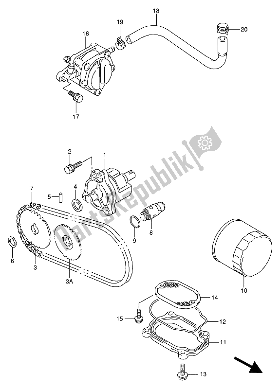 All parts for the Oil Pump & Fuel Pump of the Suzuki VX 800U 1991