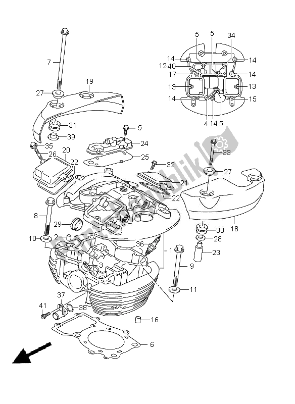 All parts for the Rear Cylinder Head of the Suzuki VZ 800Z Intruder 2007