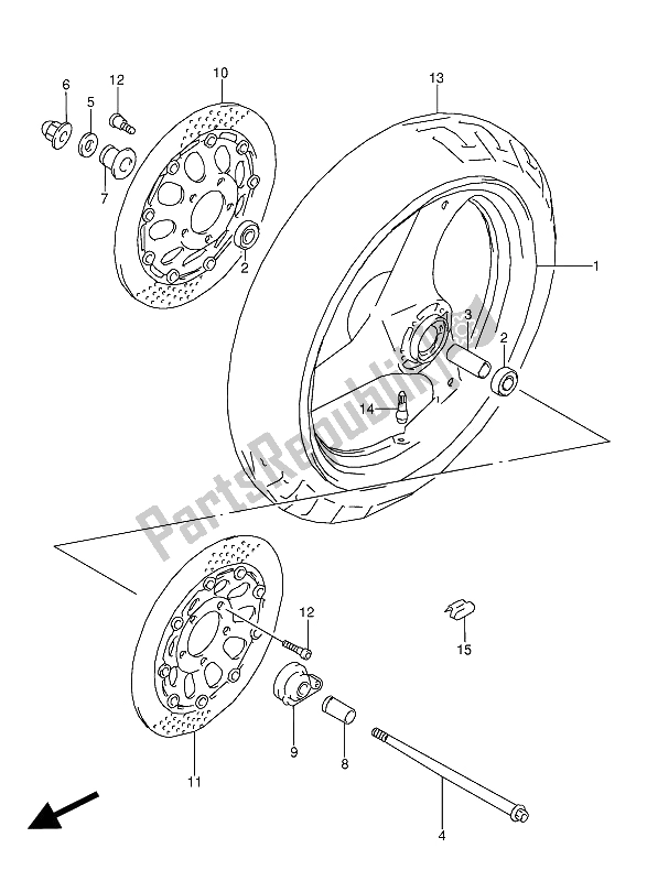 Todas las partes para Rueda Delantera de Suzuki GSX 600 FUU2 1990