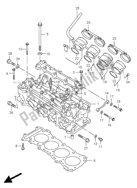 All parts for the Cylinder Head of the Suzuki GSX R 750 1996