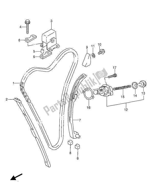 Alle onderdelen voor de Cam Ketting van de Suzuki GSX 600 FUU2 1994