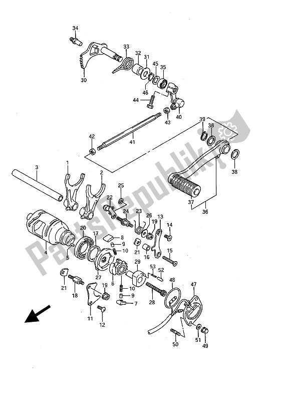 All parts for the Gear Shifting of the Suzuki VS 1400 GLP Intruder 1989