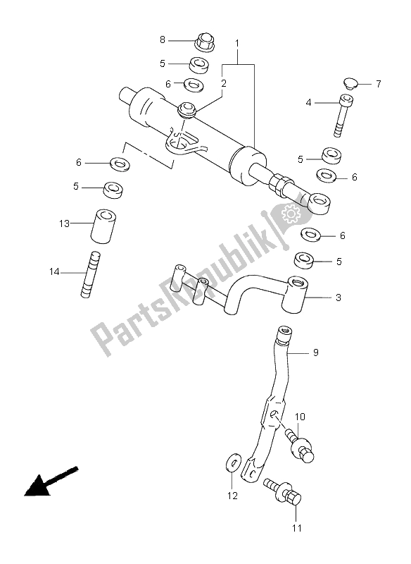 All parts for the Steering Damper of the Suzuki TL 1000S 1998