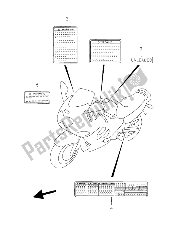 Todas las partes para Etiqueta De Precaución de Suzuki GSX 750F 2001