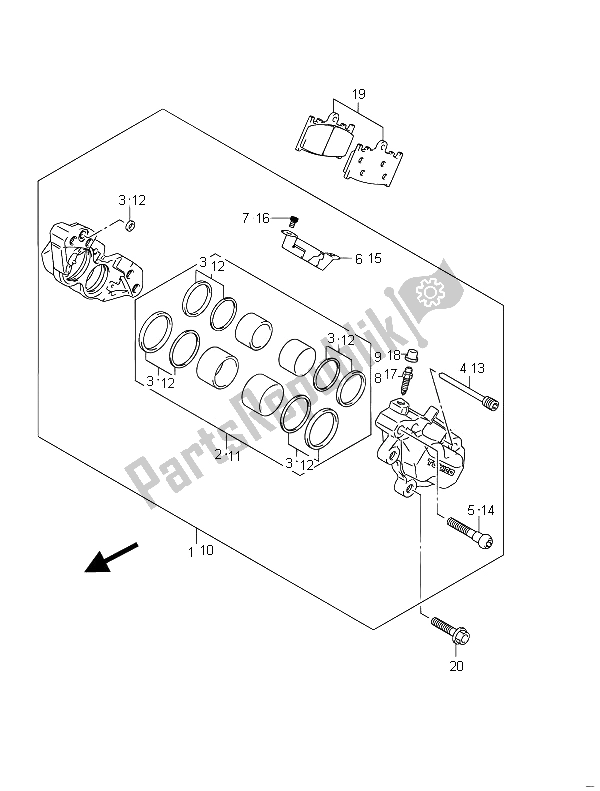 All parts for the Front Caliper (gsf650su) of the Suzuki GSF 650 Sasa Bandit 2011