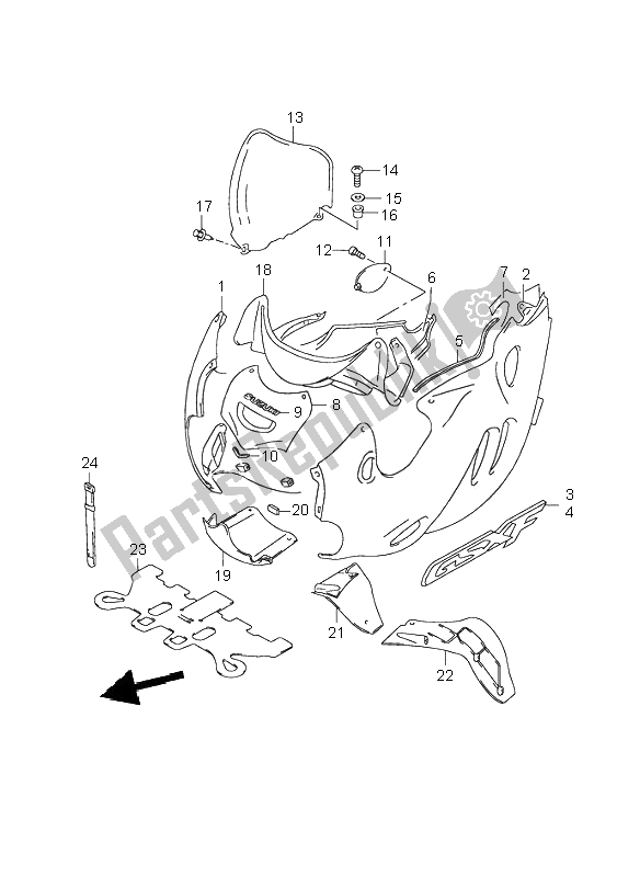 All parts for the Cowling Body of the Suzuki GSX 750F 2001