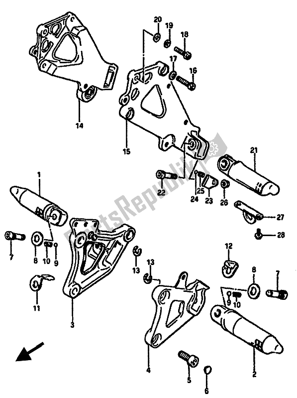 Toutes les pièces pour le Repose-pieds du Suzuki GSX R 750 1985