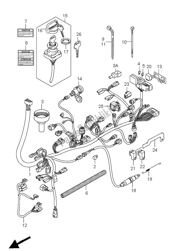 Tutte le parti per il Cablaggio Elettrico del Suzuki LT A 750 XZ Kingquad AXI 4X4 2010