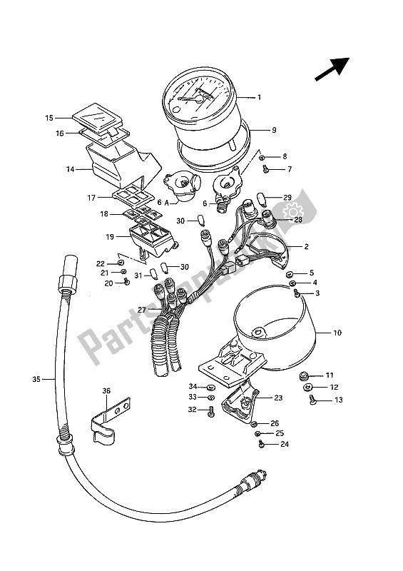 Alle onderdelen voor de Snelheidsmeter van de Suzuki VS 750 Glfp Intruder 1986