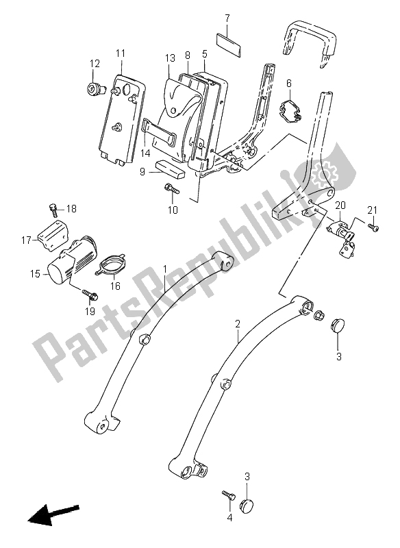 All parts for the Pillion Rider Handle of the Suzuki VS 600 Intruder 1995