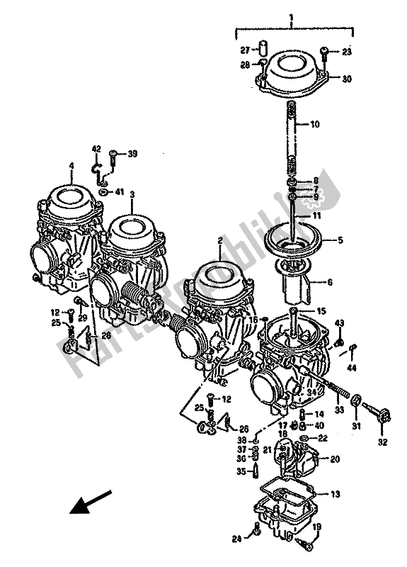 Alle onderdelen voor de Carburator van de Suzuki GSX 750F 1989