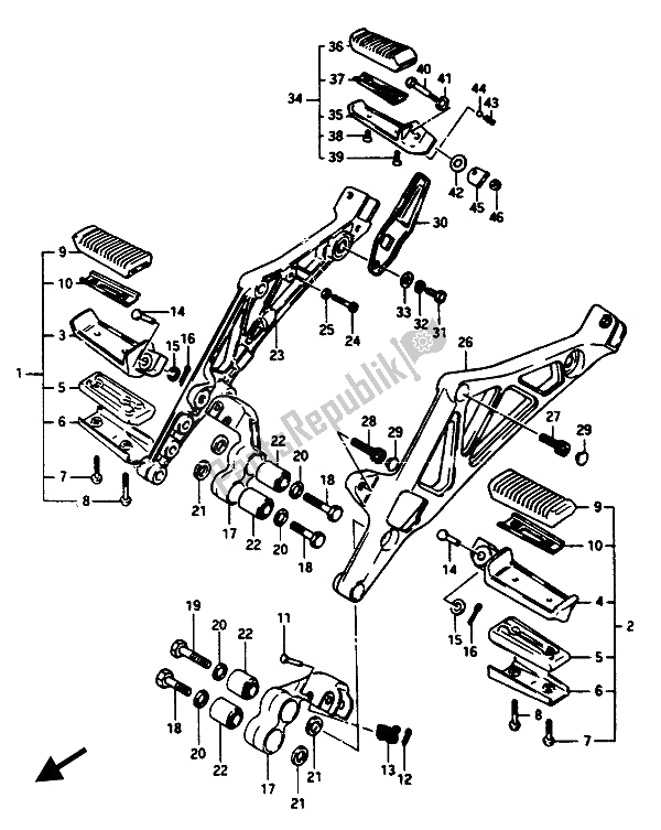 Tutte le parti per il Poggiapiedi del Suzuki GSX 1100 1150 Eesef 1985