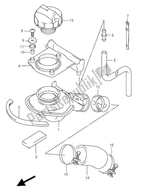 All parts for the Fuel Inlet of the Suzuki VL 1500 Intruder LC 2005