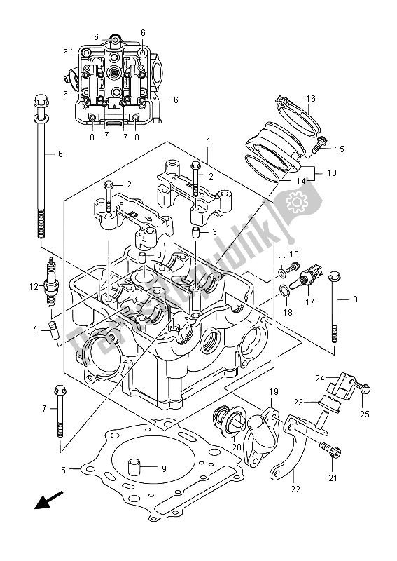 Alle onderdelen voor de Cilinderkop van de Suzuki LT A 750 Xpvzv Kingquad AXI 4X4 2015
